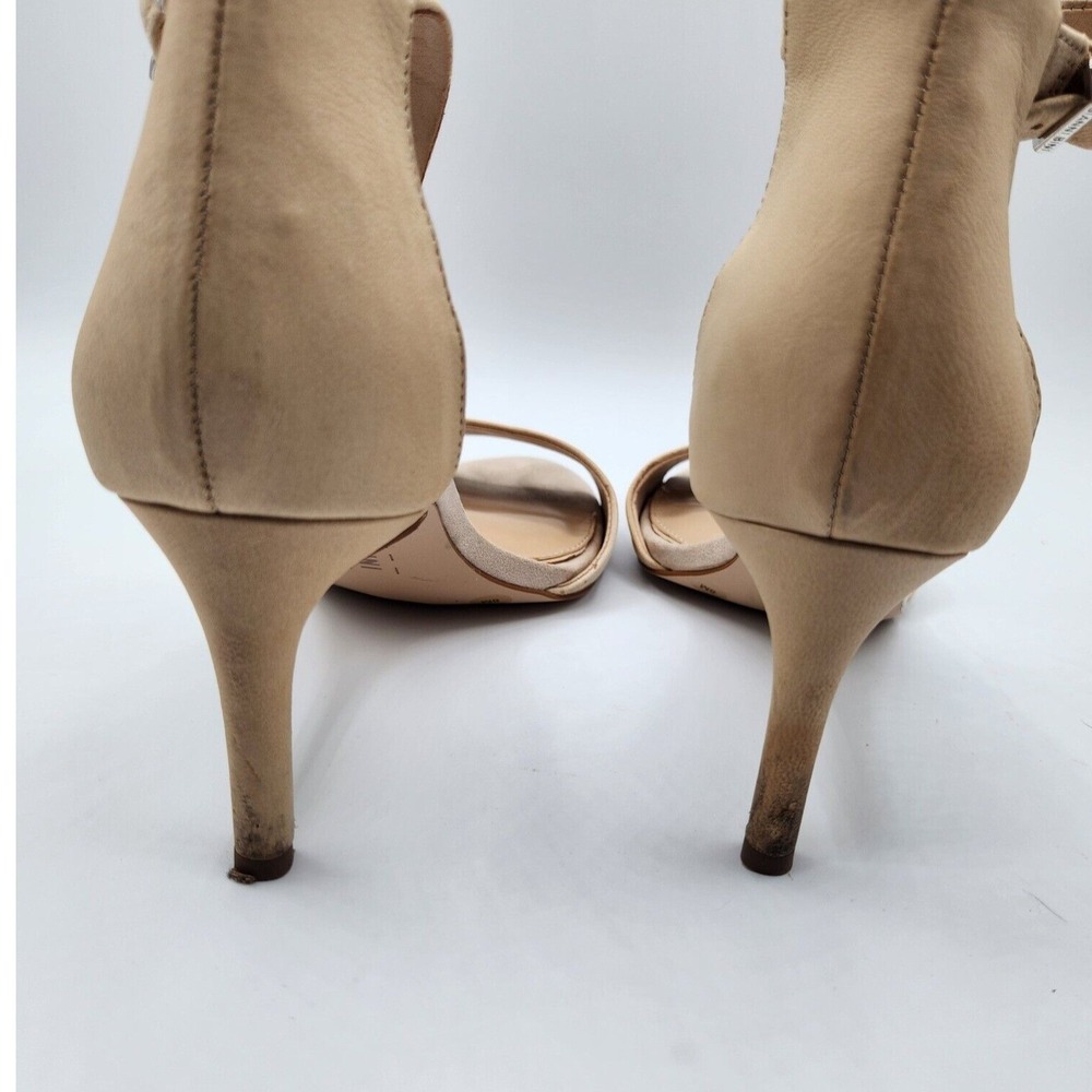 Gianni Bini Sandals Women 8M Tan Minimalist Stiletto Ankle Strap Leather Heels - Picture 5 of 10
